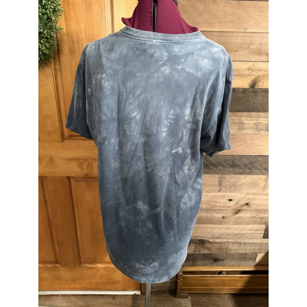 Vtg The Mountain T Shirt Men's Large Blue/Grey Tie Dye Train And Town 1998 USA - Picture 2 of 3